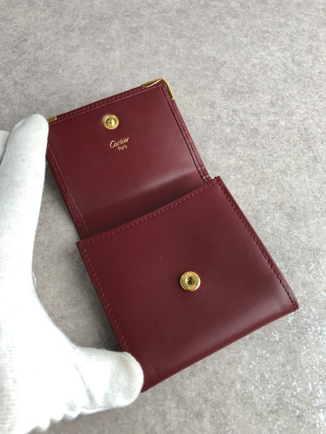 Cartier カルティエ マストライン 財布 ボルドー レザー コインケース vintage ヴィンテージ オールド g5mfrx