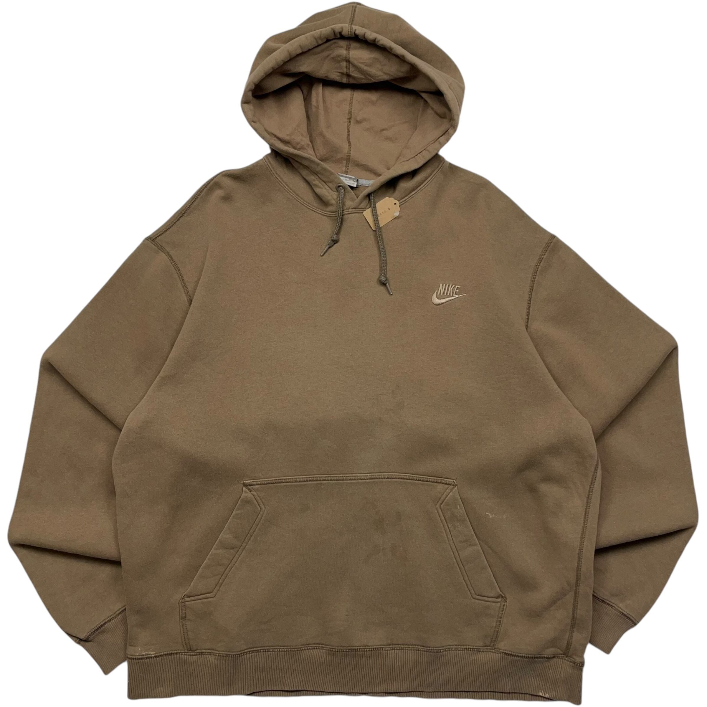 《XL》 NIKE ナイキ スウェット パーカー ワンポイント 刺繍 ブラウン no.4534