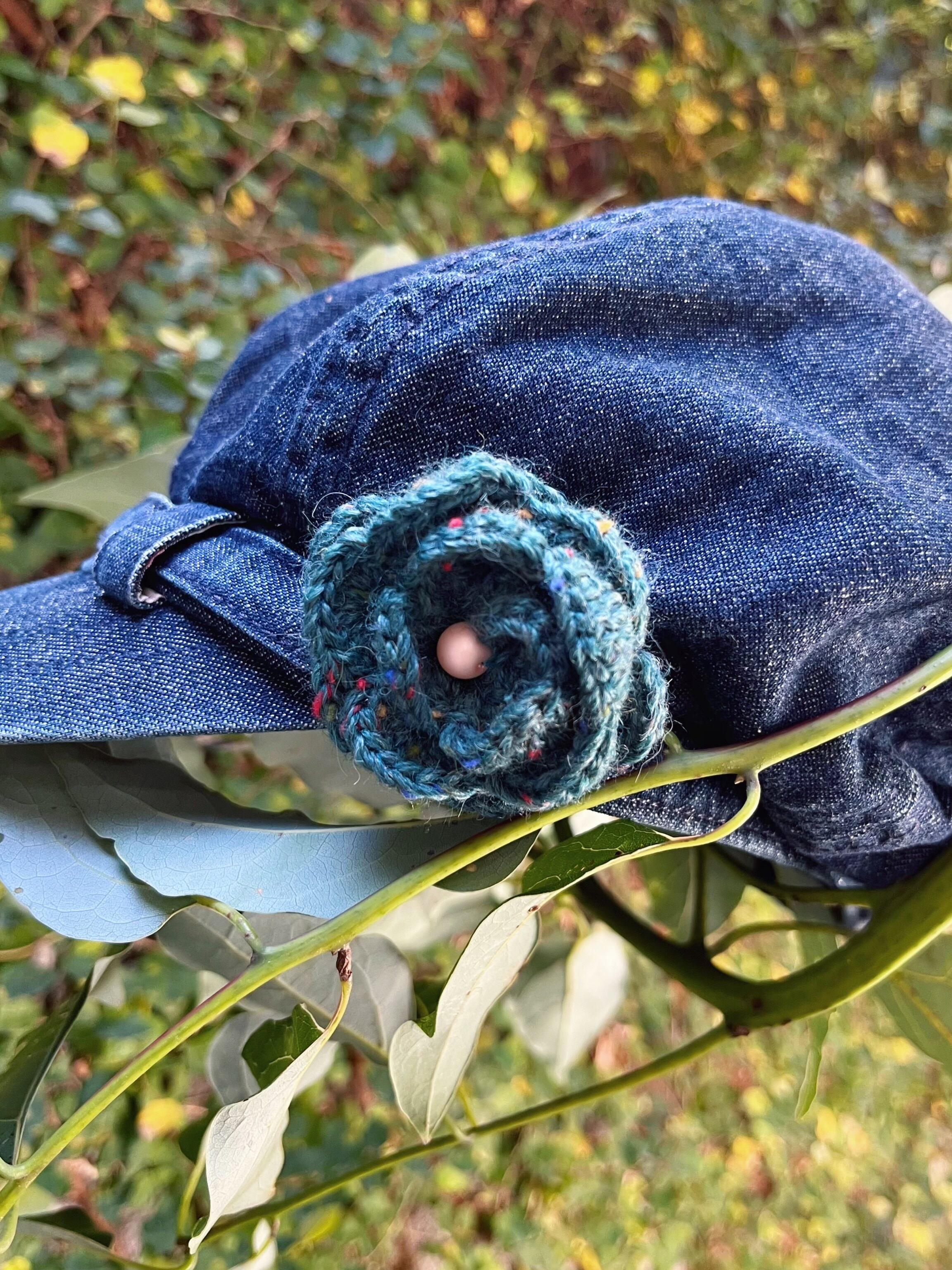 remake ✂︎ green flower denim casquette