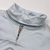 BURBERRY GOLF バーバリー ゴルフ タートルネック 重ね着風 デザイン ハーフジップ 長袖シャツ L/水色 レディース