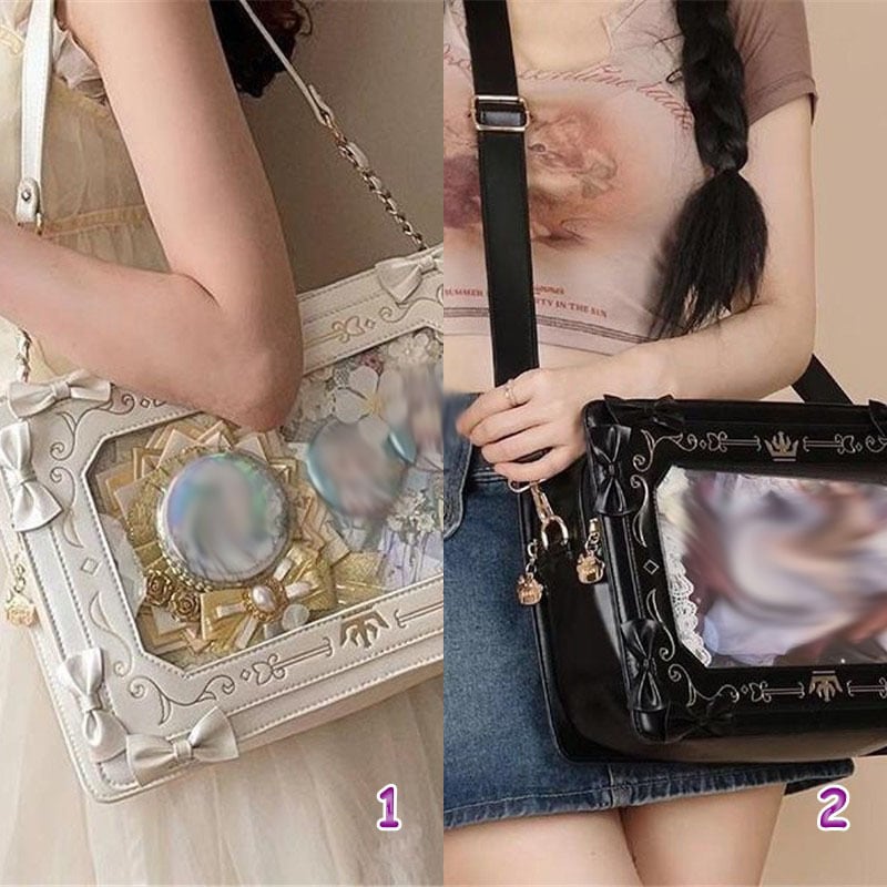 推し活 可愛い痛バッグ 学生風 PU+PVC 痛ショルダーバッグ 見せバッグ