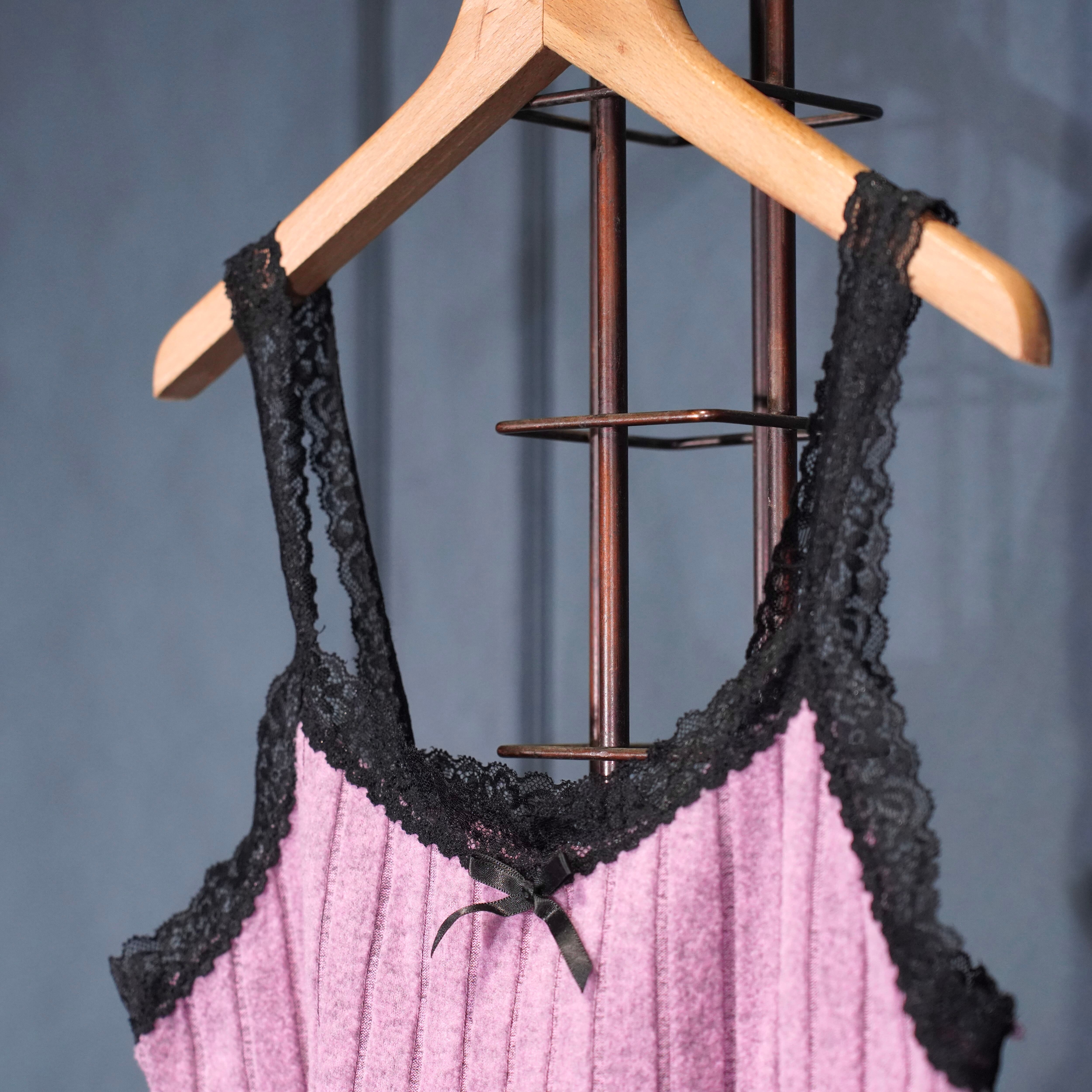 USA VINTAGE LACE STRIPE PATTERNED WOVEN DESIGN CAMISOLE/アメリ古着