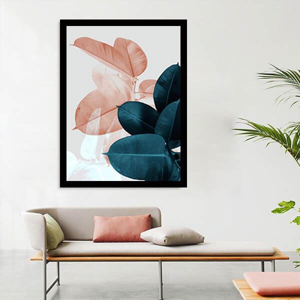 3枚セット 33×43cm アートパネル 枠付きフレーム絵画 観葉植物 ゴムの