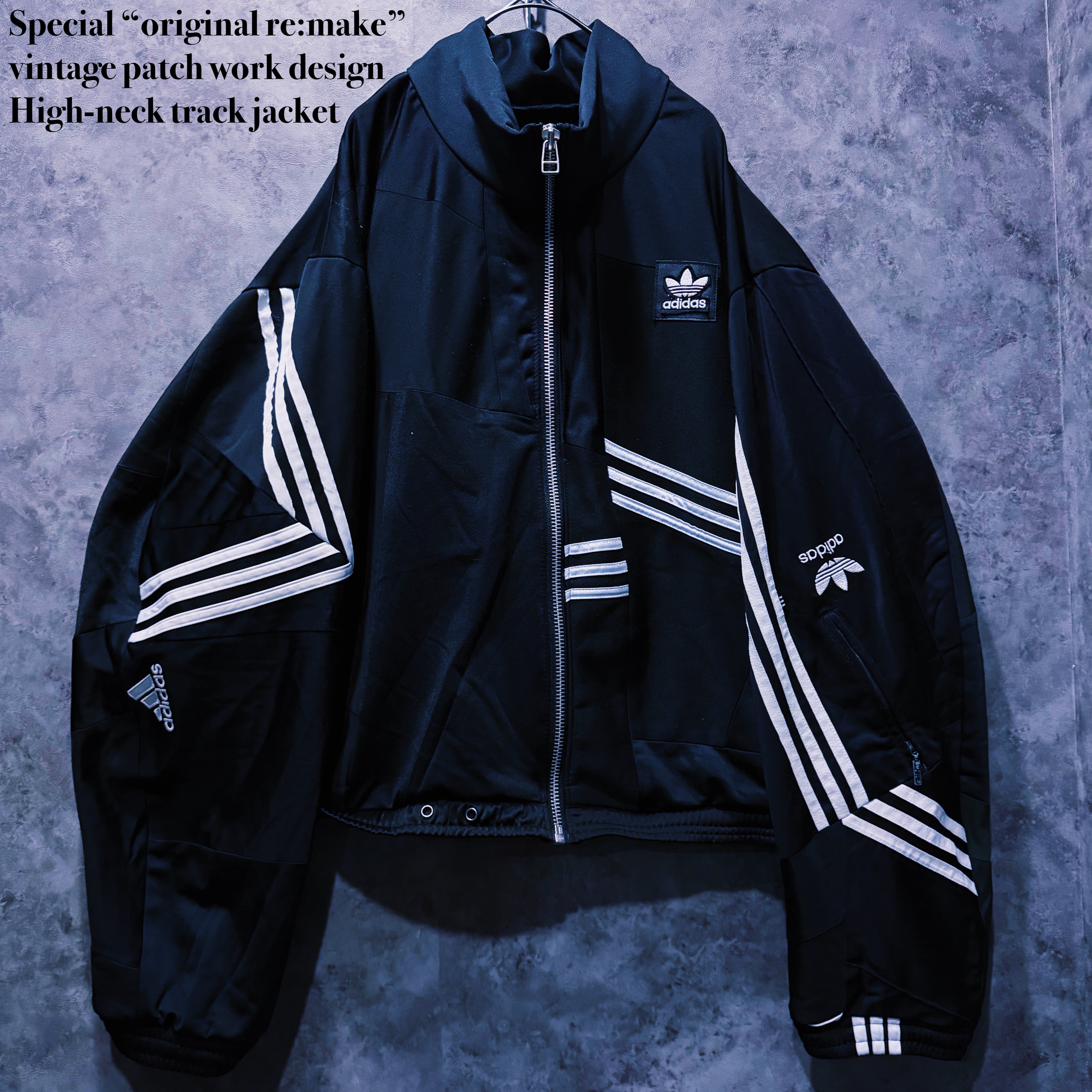 【doppio】Special “original re:make” vintage patch work design High-neck track jacket