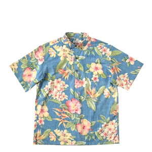 Mountain Men's ボタンダウン プルオーバー 半袖アロハシャツ /  Island frowers / Blue