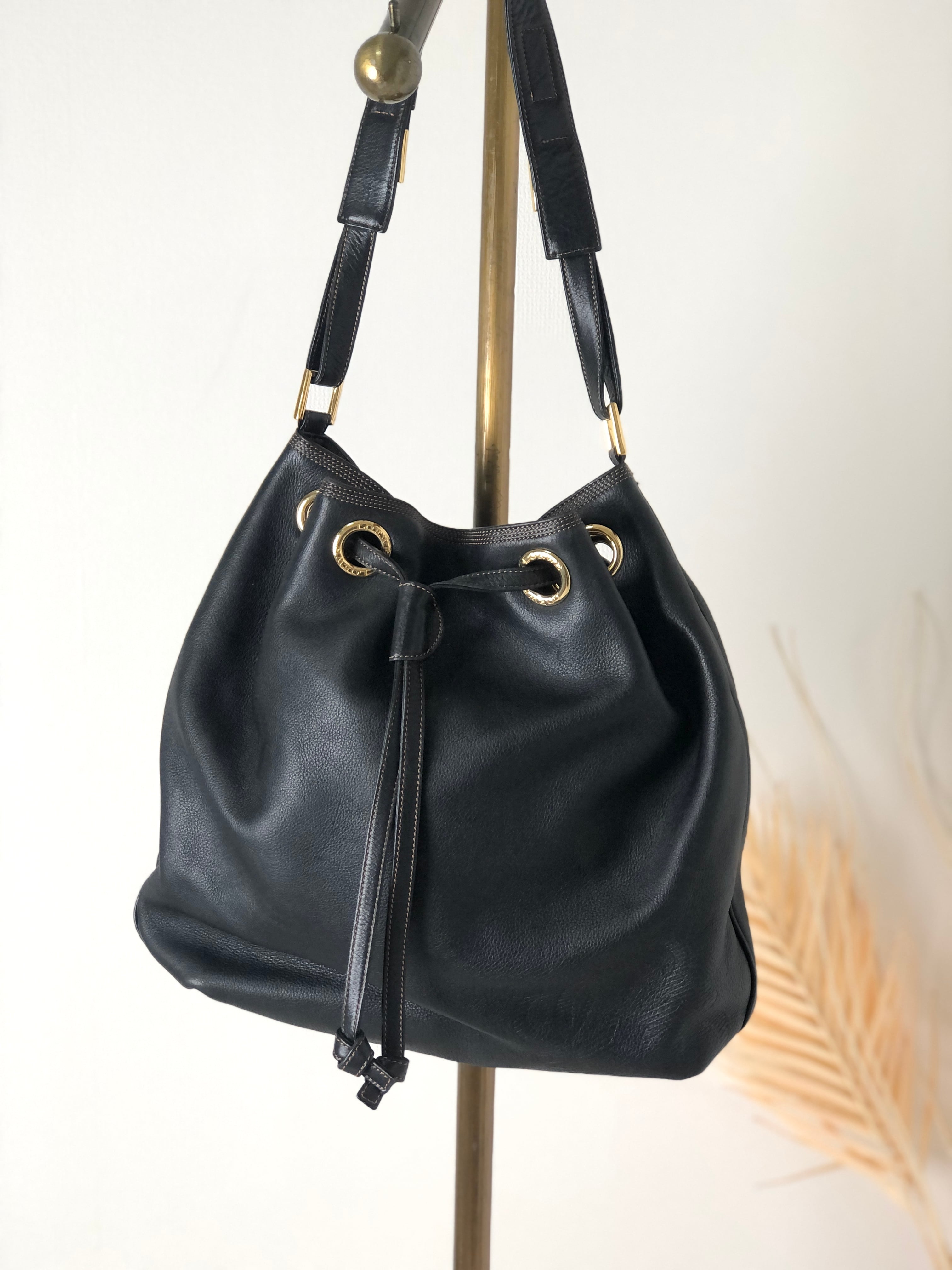 LOEWE ロエベ アナグラム 巾着 ショルダーバッグ ブラック vintage