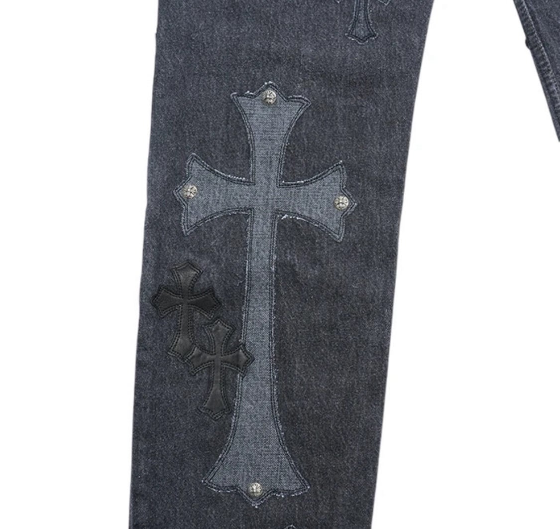 CHROME HEARTS クロムハーツ U VNTG JEAN RED TAB クロスパッチ付き