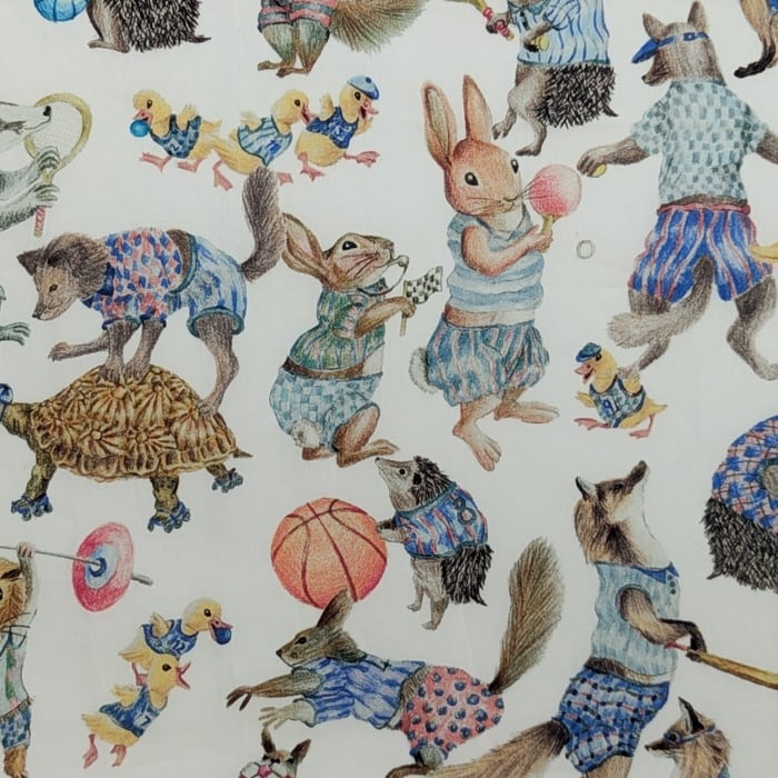 ◆輸入 リバティ LIBERTY タナローン Animal Sports Day アニマルスポーツデー 約130×50cm