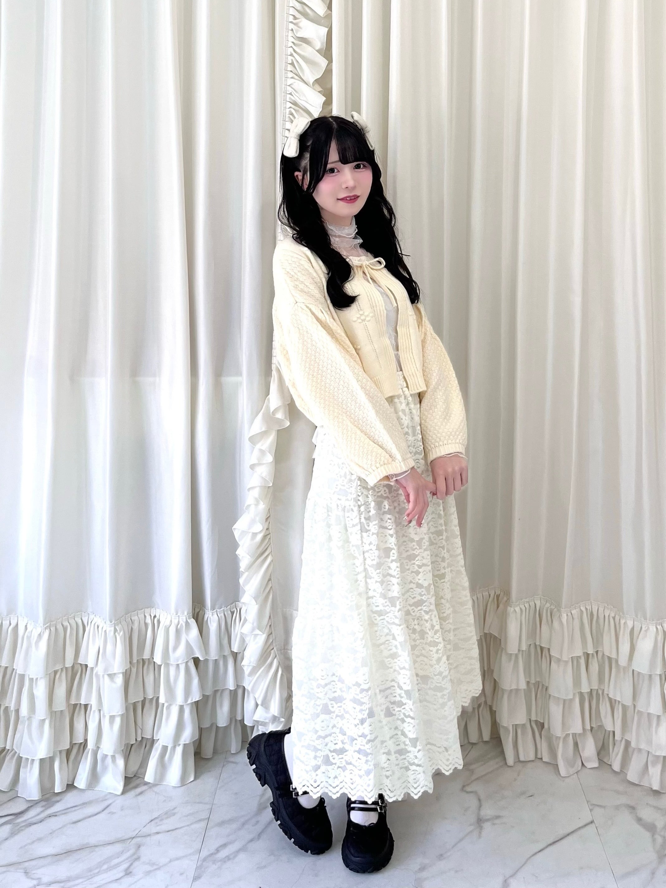 【LAST2】rose velour lace skirt