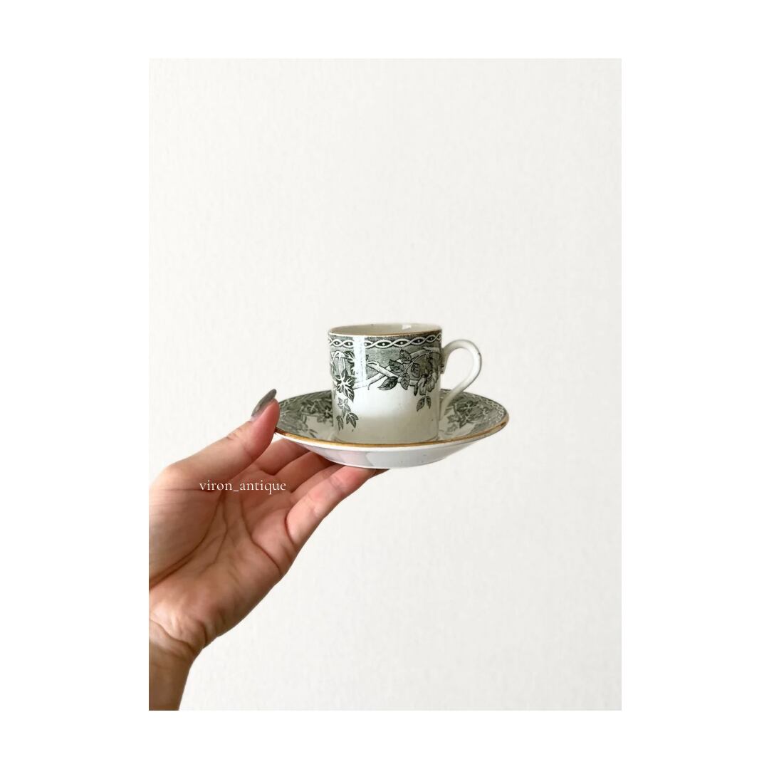 Saint amand サンタマン / “ESTIVAL” グリーンリーフのデミタスカップ&ソーサー b