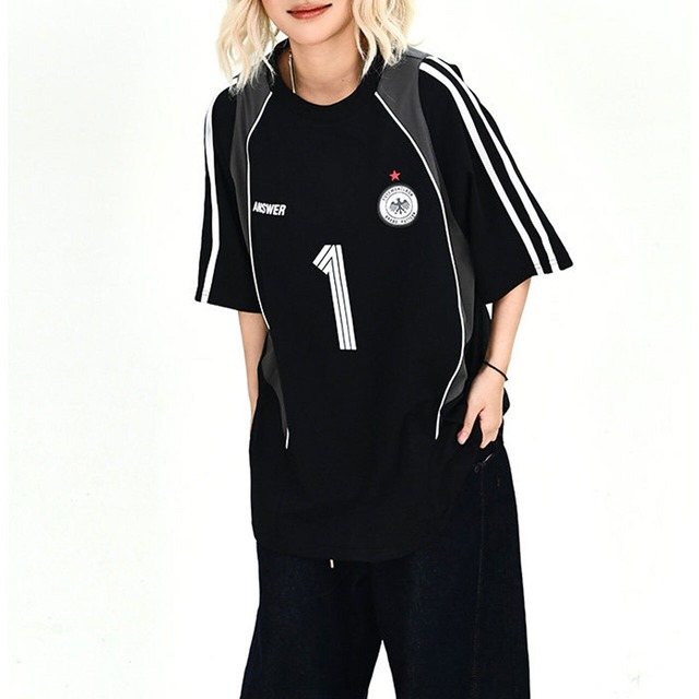 ナンバリングラインスリーブルーズシルエットTシャツ 2col   R02053