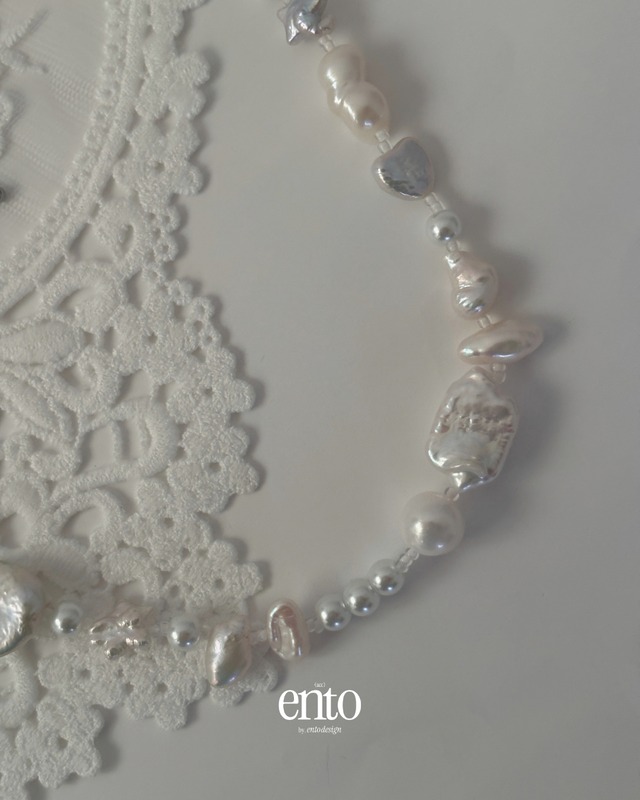 (#0172) pearl collage necklace