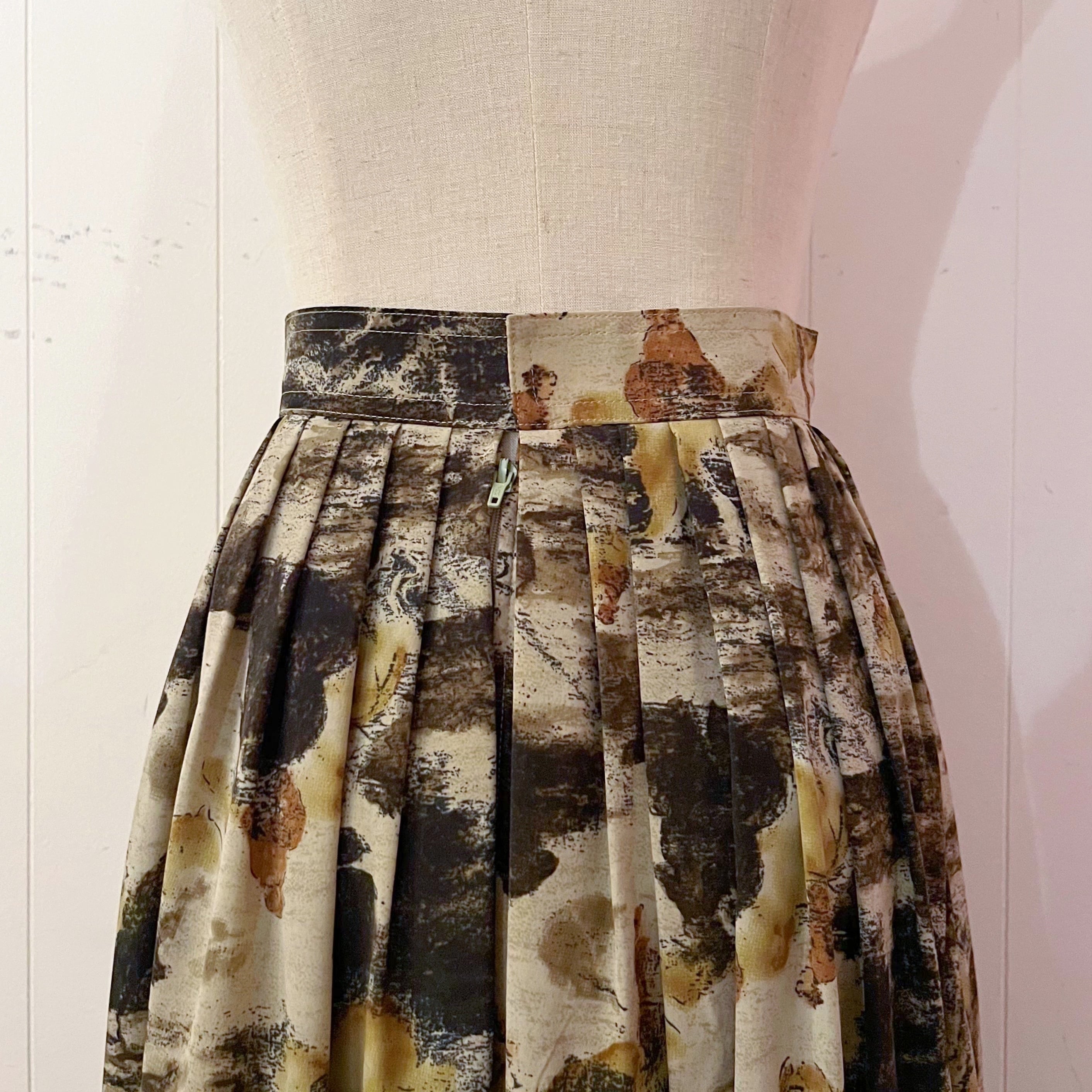 watercolour paint gather flare skirt