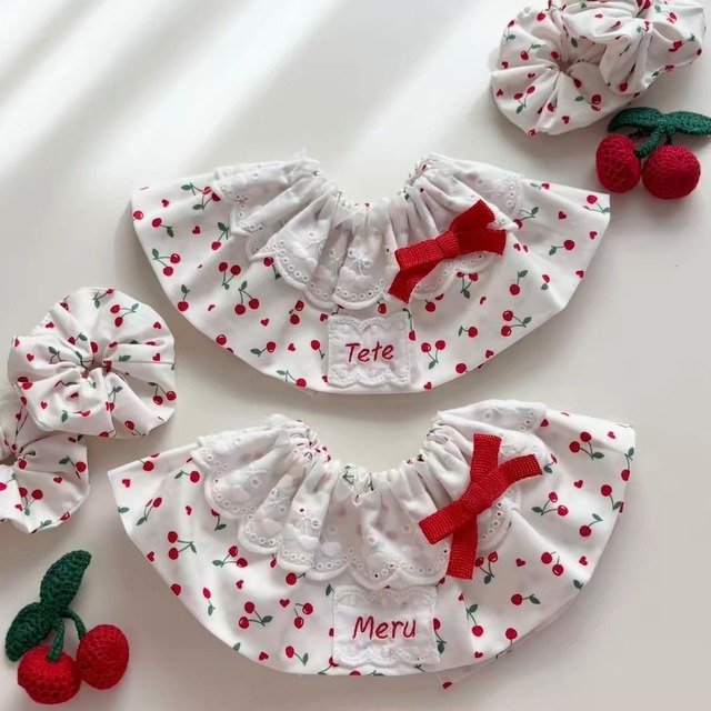 名入れ刺繍可能！cherry ribbon cape