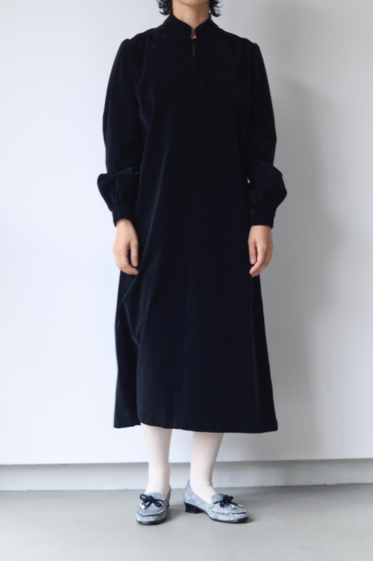 Minimal black velvet dress