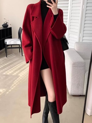 bordeaux long wrap coat.1186