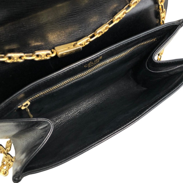 CELINE セリーヌ ショルダーバッグ ブラック ホースビット ブラゾンチェーン レザー vintage ヴィンテージ オールド zstzja