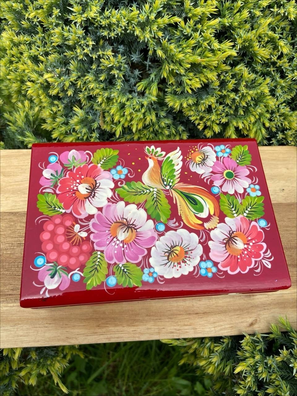 ペトリキフカ塗り 木製ジュエリーボックス L（ホメンコ作