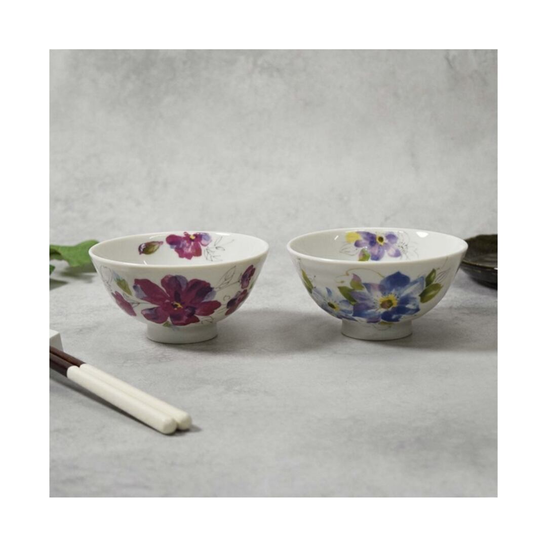 美濃焼陶器 お茶碗 花模様 青花 | キッチン雑貨 Brounie1