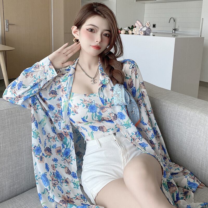 フローラルシャツ レディースオータム薄手ルーズジャケット スタイルスタンダードカジュアル ロング レトロ 秋物 花柄 ガールズファッション21542652419