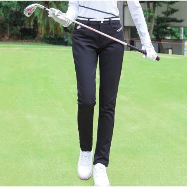 ゴルフウェア スポーツウェア パンツ レディース ガールズ ゴルフ スポーツ 秋冬  スリムフィット ズボン シンプル 刺繍 ３０代 ４０代