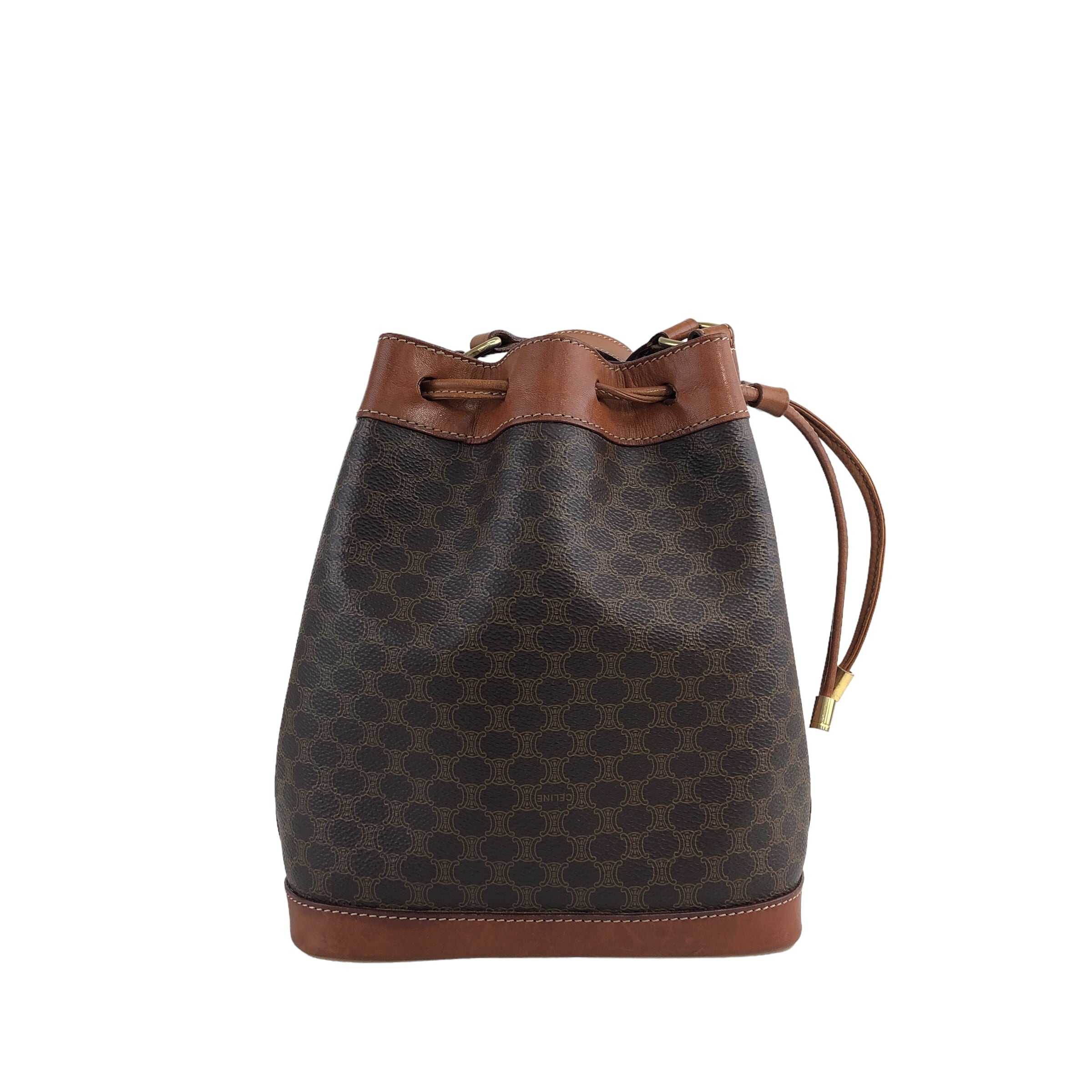 CELINE セリーヌ マカダム ショルダーバッグ ブラウン ブラゾン レザー
