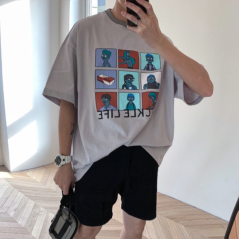 全3色 Tシャツ カットソー プリント カジュアル シンプル