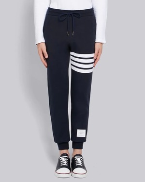 【THOM BROWNE】ネイビー コットン ループバックニット エンジニアード 4BAR スウェットパンツ
