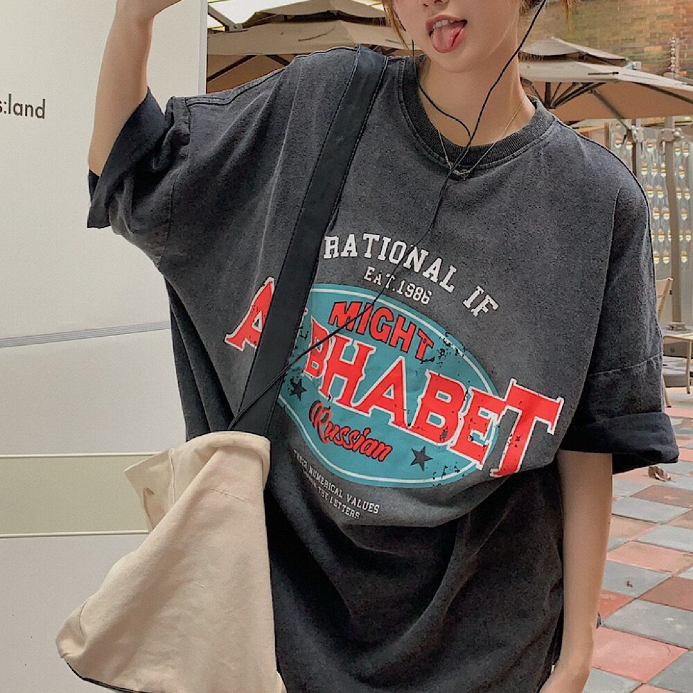 ダボっと トレンドシルエット オーバーサイズ Big ティーシャツ Tシャツ 半袖 ドロップショルダー カジュアル メンズライク ストリート 韓国っぽ ダボかわ 古着ライク Lamitte Deco トレンド 韓国ファッション ショップ Base店