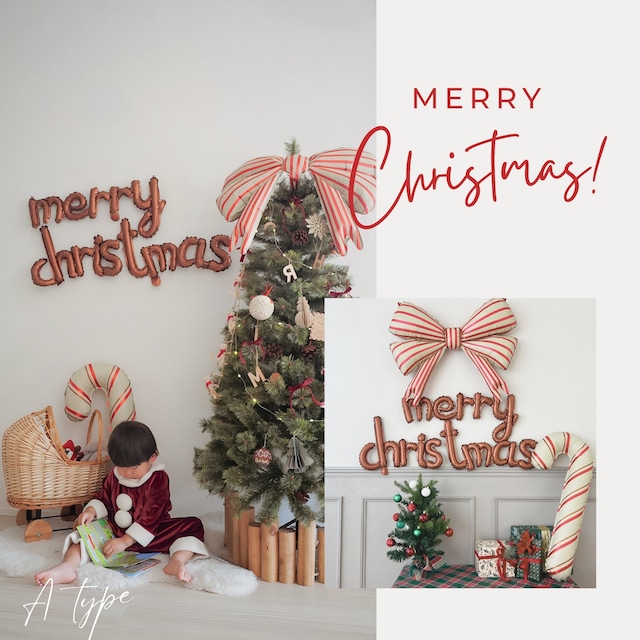 Hanamei クリスマス リボン＆キャンディケーンセットAタイプ  バルーンセット Merry Christmas 飾り付け