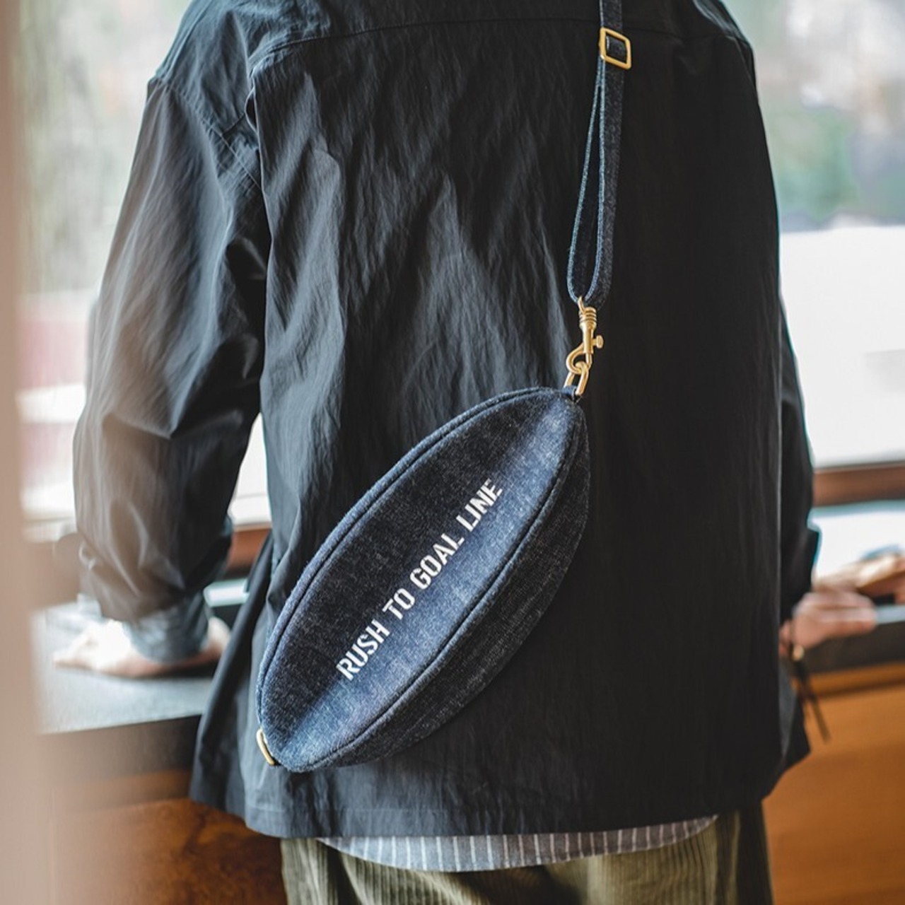 Denim Crossbody Rugby Bag / デニム クロスボディ ラグビー バッグ
