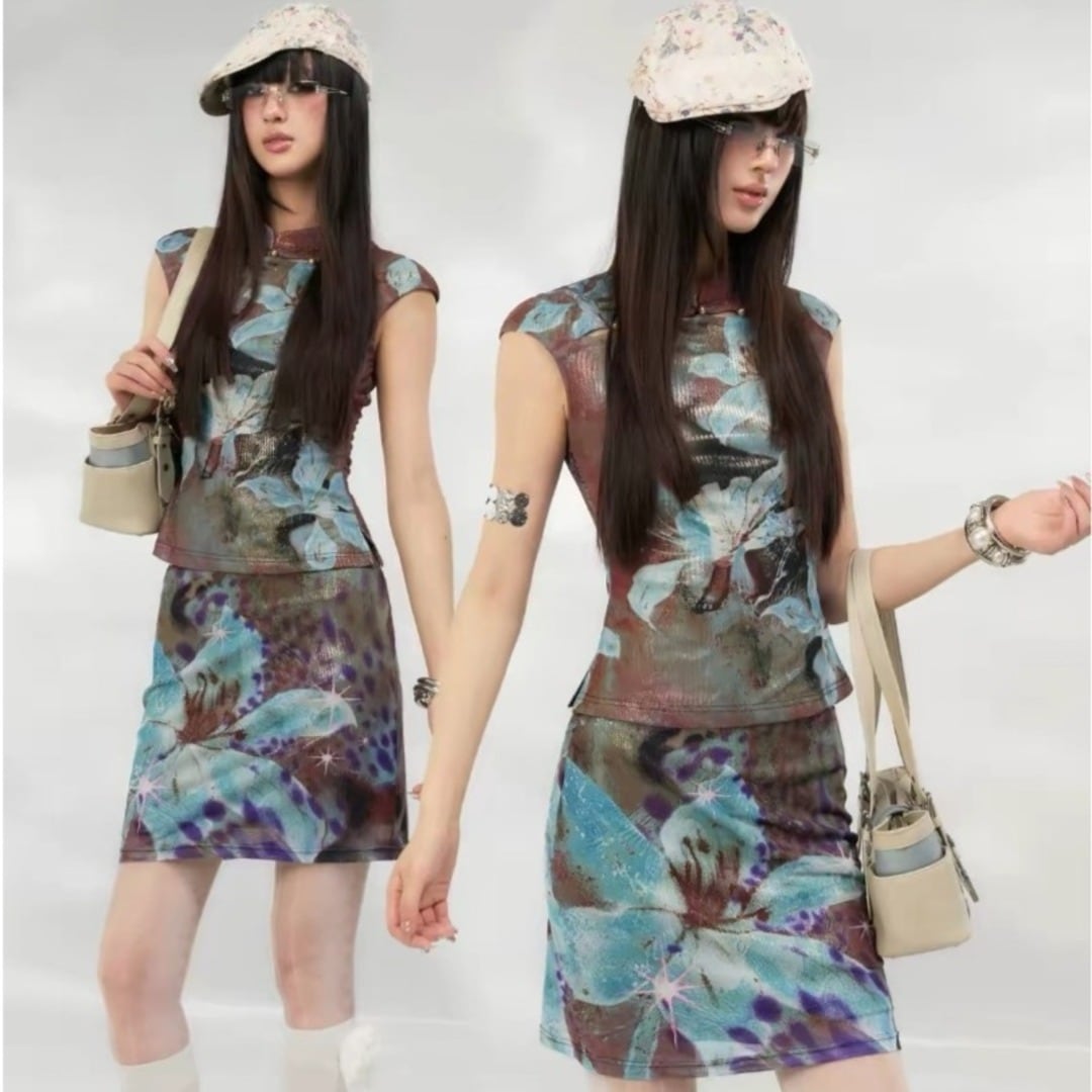 DIDDI MODA スウェット パーカー 宝石 指輪柄 ショート丈 フーディー