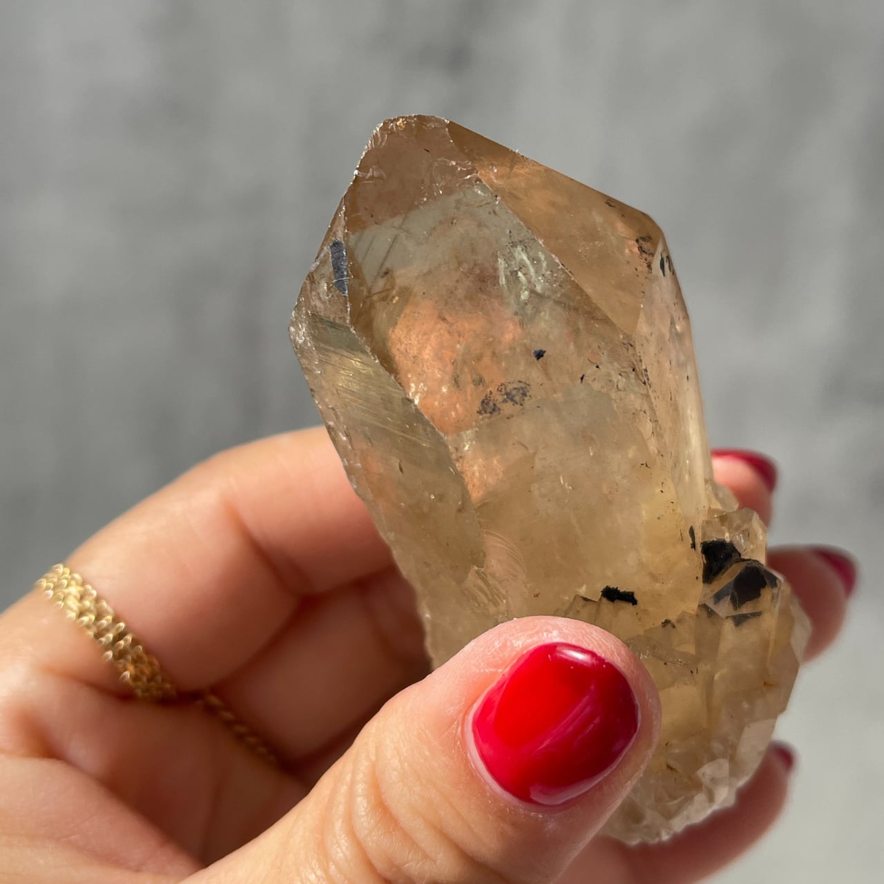 コンゴ産 クンダリーニ 非加熱 シトリン クォーツ ファントム•虹入り クンダリーニクォーツ【コンゴ産 非加熱天然シトリン】虹あり（22.6g