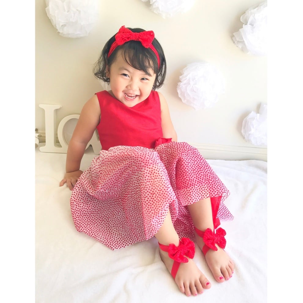 BABY 2つリボンカチューシャ えんじ 赤 ドット 水玉 リボン
