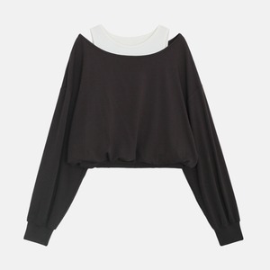 fake two-piece cut and sew top J00015