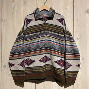 【a.k.a.C.a.k.a】Native Pattern Vintage Loose Zip Up Knit Jacket
