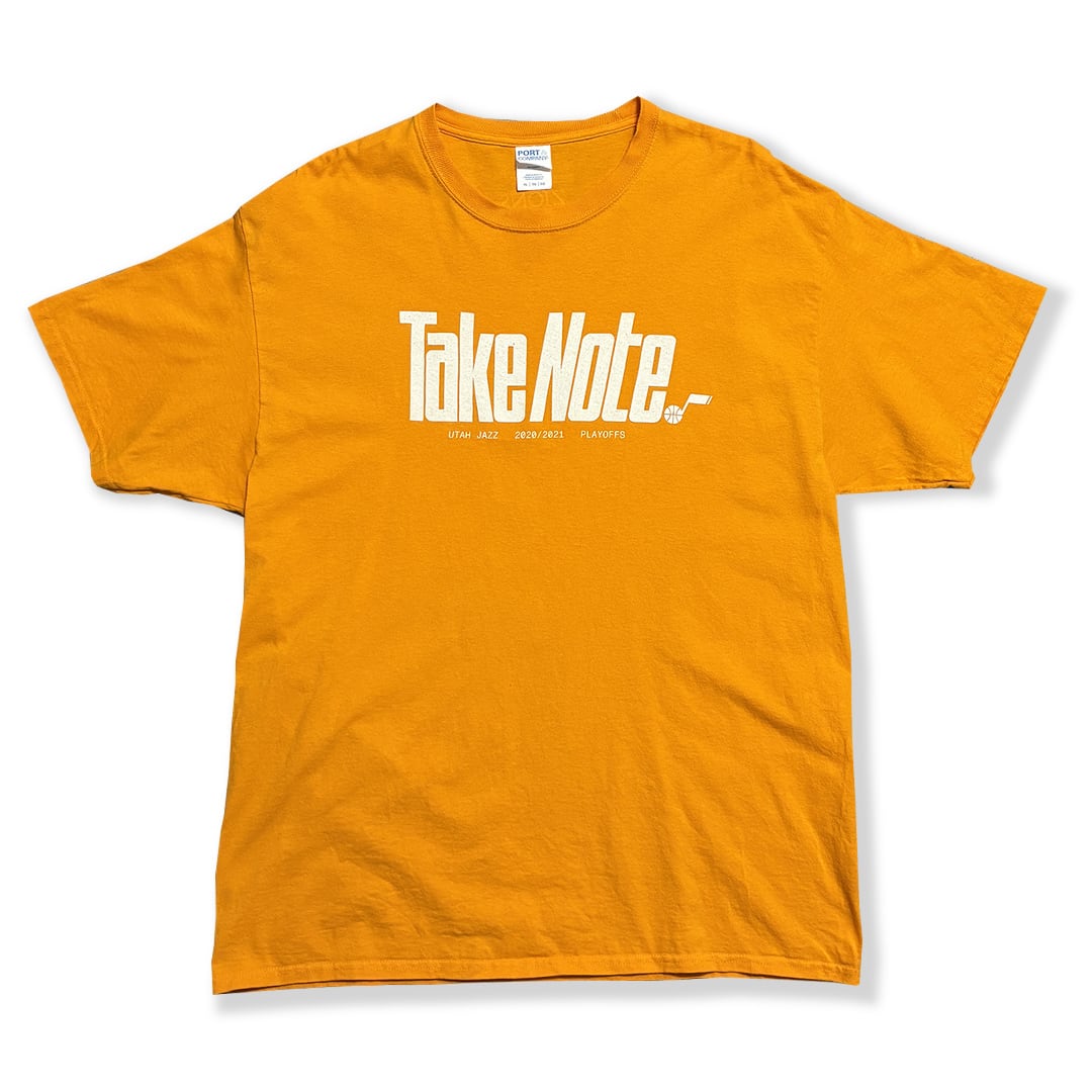 Utah Jazz NBA Playoffs -Take Note- Printed T-Shirt. PORT&COMPANY