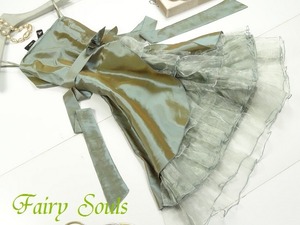 ★送料無料★15号☆メタリックグリーンのドレス(OPN5994)