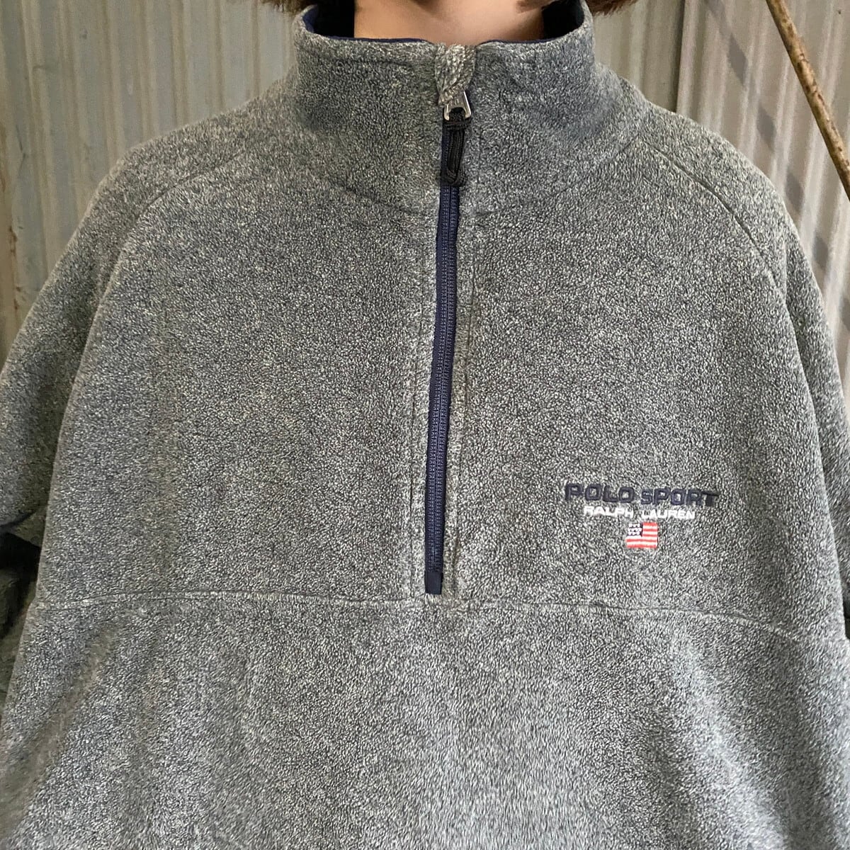 美品 90s POLO SPORT ポロスポーツ ハーフジップ フリース XL