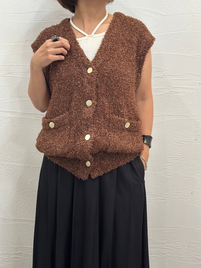 【CLOCHE】ペーパーライクニットベスト