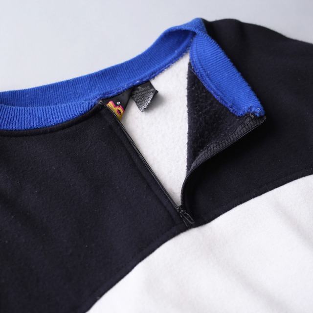 switching  color half-zip sweat pullover