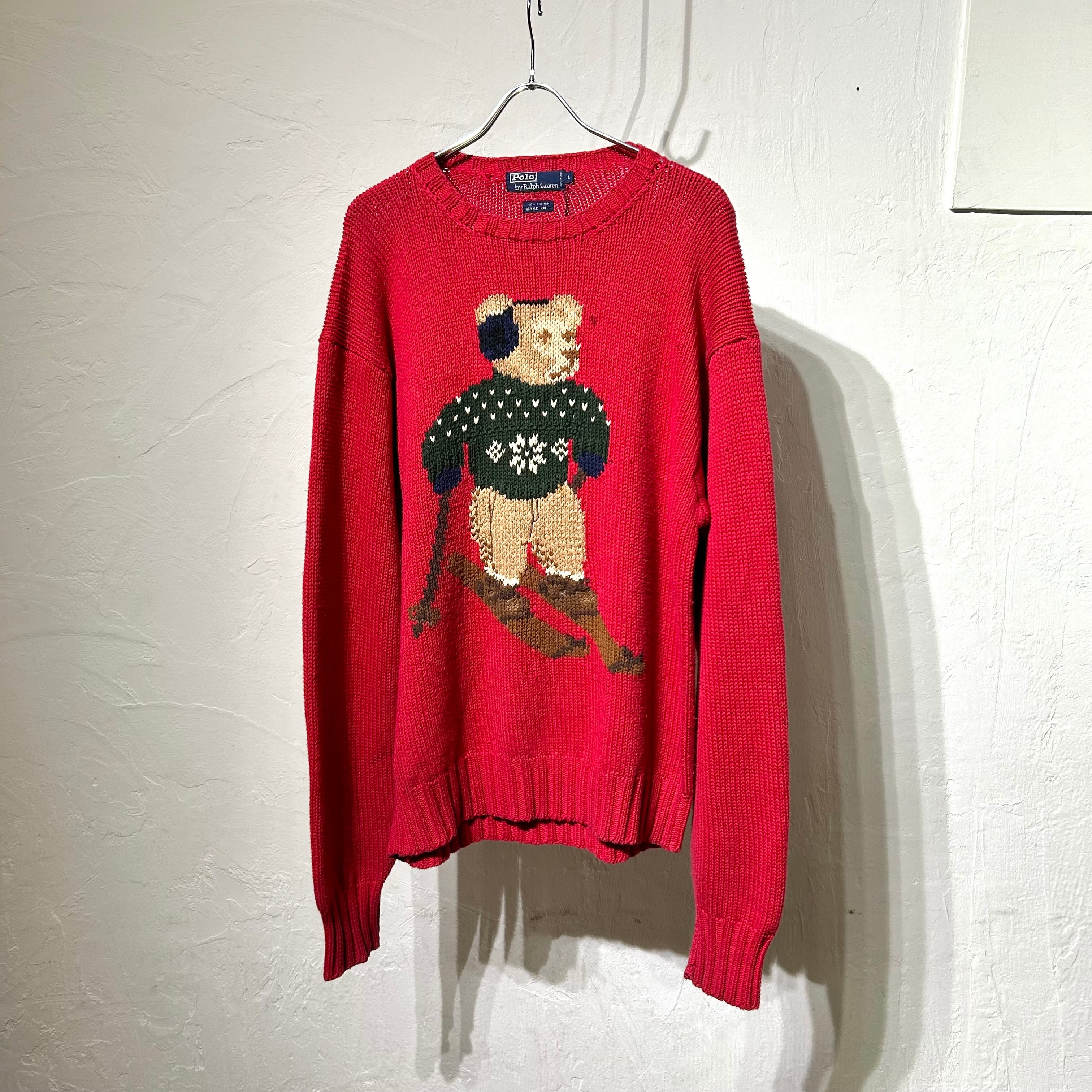 90s Ralph Lauren "POLO BEAR" Cotton Hand Knit