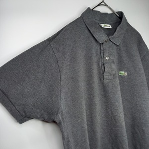 ラコステ　ポロシャツ　刺繍ロゴ　シェルボタン　ユーロ古着　グレー　6サイズ