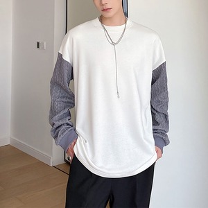 【Men】KNIT SLEEVES DESIGN PULLOVER 2colors Z-175