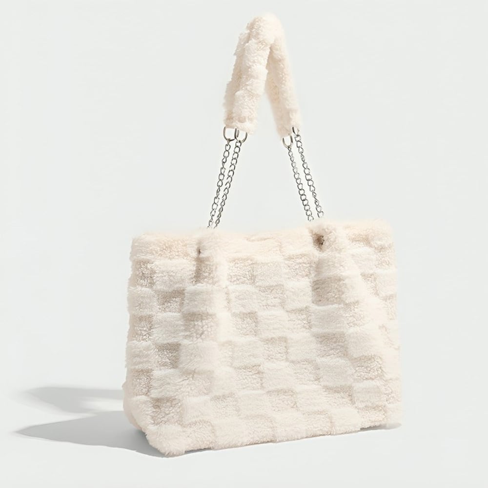 スクエアパッチボアフリーストートバッグ