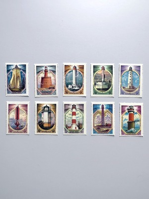 灯台のヴィンテージ切手10枚セット　1982～1983年ロシア製　[VT-09]