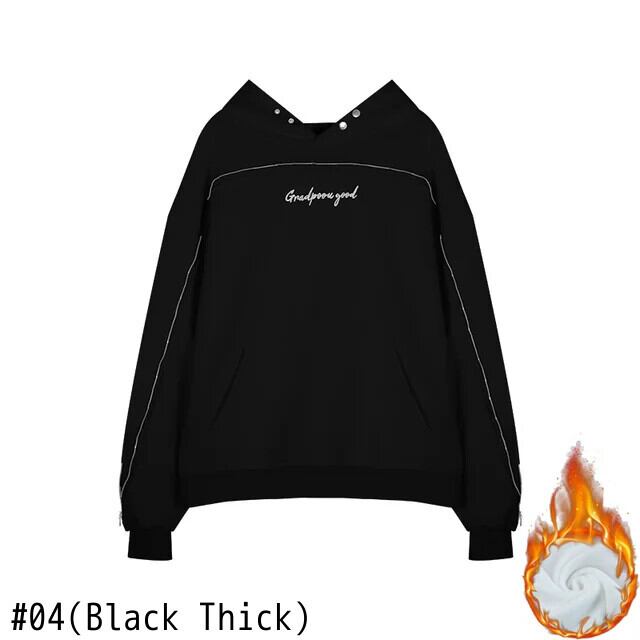 女性の Y2K 服ベージュレタープリントフード付き長袖秋だぶだぶの