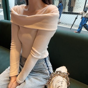 Sheer off shoul tops/ ivory (12月中旬頃発送予定)
