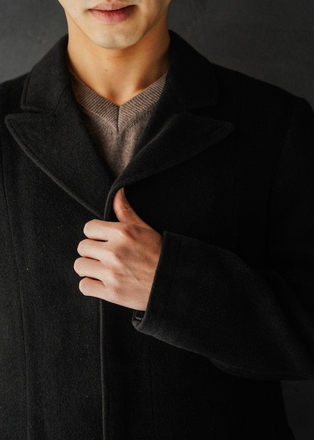 EMPORIO ARMANI 05AW angora blend fly front wool chester coat