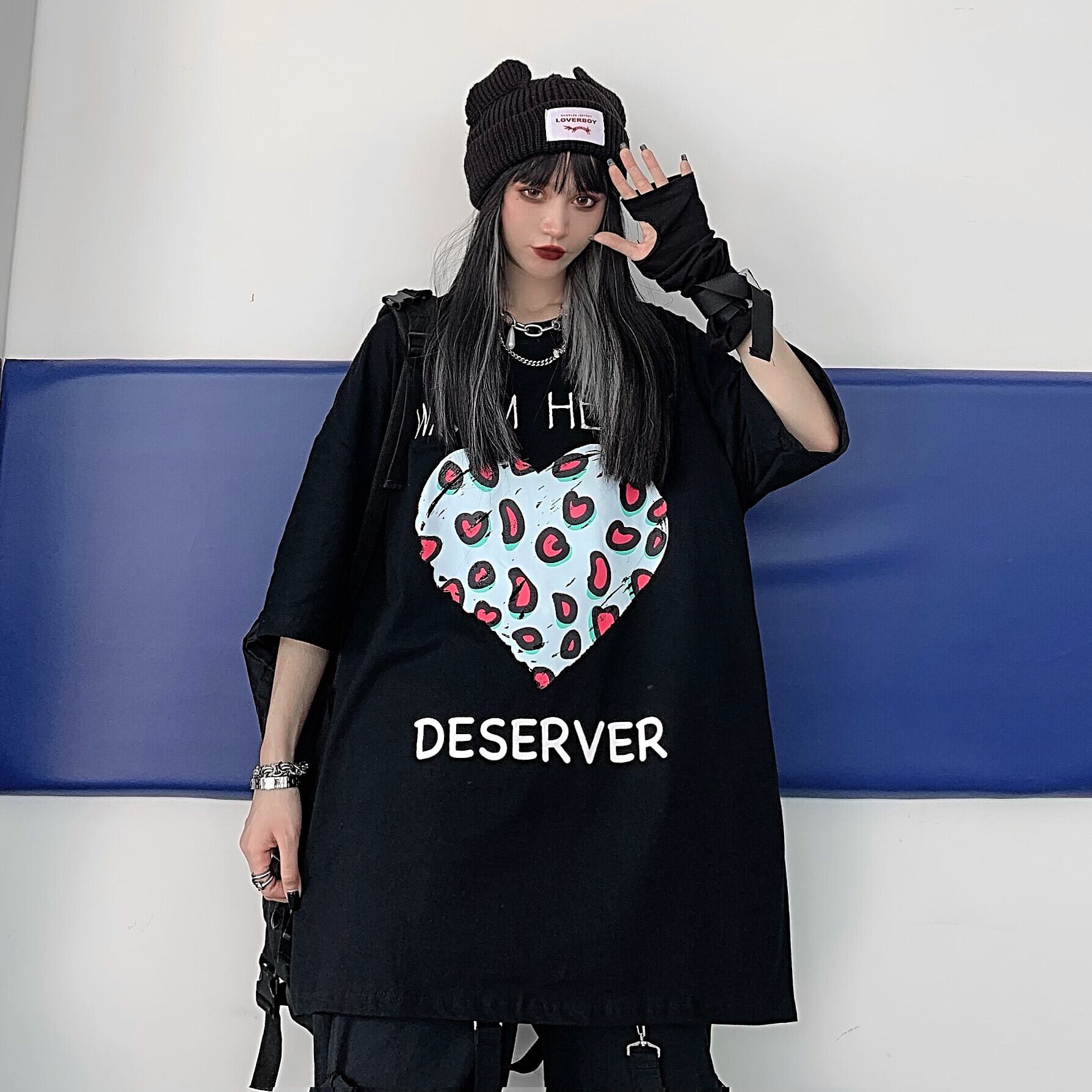 サマースタイルカジュアルプリント柄ルーズTシャツ トップス かわいい 夏物 ケッペル87823050055
